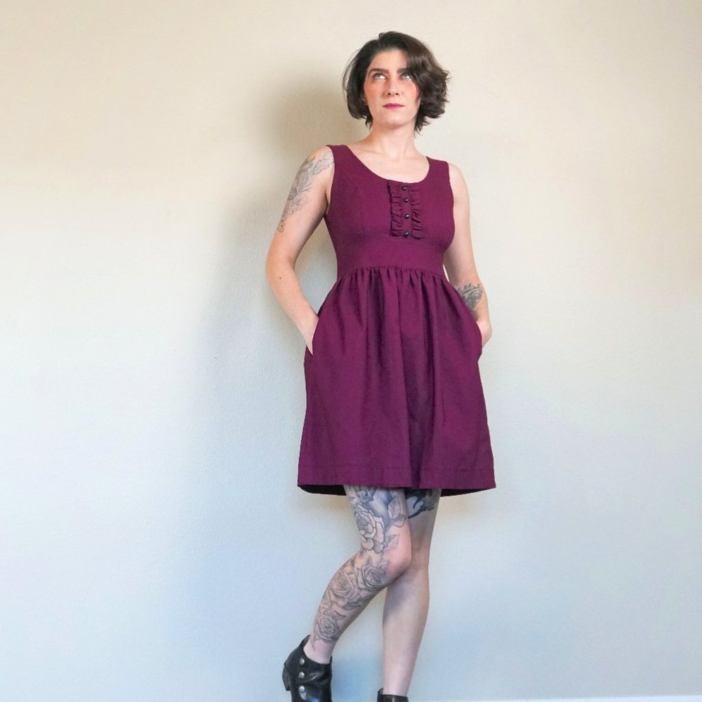 Purple Kensie Pretty Tuxedo Dress with Pockets